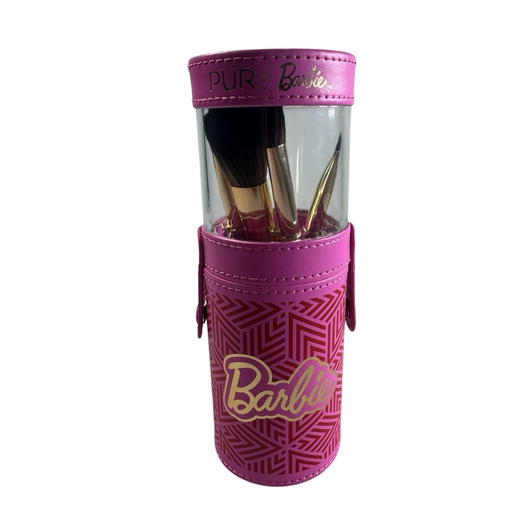 PUR x Barbie Signature 5-Piece Makeup Brush Set with Pink Travel Case Case